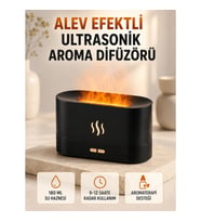 Mey İthalat® Ultrasonik Aromaterapi Difüzörü 180 ML Hazneli Dekoratif Alev Efektli Nemlendirici
