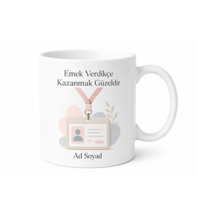 Yeni İşe Giren İlk Maaş Heyecanına Yaka Kartı Ofis Masası Kupa Bardak Hediye