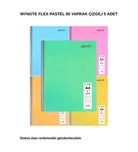 FLEX PASTEL DEFTER A4 80 YAPRAK ÇİZGİLİ 5 ADET