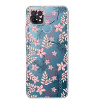 PrintiFy Oppo A15 Uyumlu Kamera Korumalı Floral Kırmızı Tasarımlı Şeffaf Silikon Kılıf