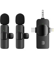 Lexroo Kablosuz İkili Yaka Mikrofonu iPhone ile Uyumlu 3.5mm Aux iPhone Type-C PC Tablet Video