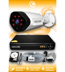 ELITCAM 1 Kameralı Uzay 1 Dış Kamera Set 320 GB HDD Full HD Gece Görüşlü Güvenlik Kamerası Sistemi