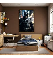 Metal Çerçeveli Cam Tablo Film Karakteri Batman Portresi (Gold)