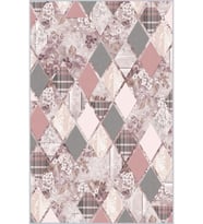Eliana Home Baskılı, Yıkanabilir Kaymaz Taban Salon Halısı LNA1340-HT201 100x150 cm (Pembe)