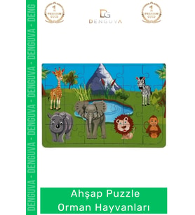 #Puzzle Eğitici Ahşap Puzzle Oyuncak Çocuk Gelişim Seti Doğal Hobi Orman Hayvanları 24 Parça