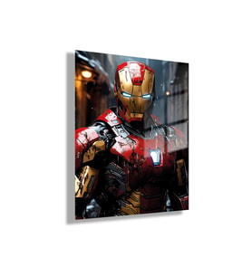 Temperli Gerçek Cam Tablo Film Karakteri Yakın Çekim Iron Man