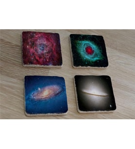 Galaksi Manzaraları Doğal Taş Bardak Altlığı 4'lü set - Natural Stone Coasters