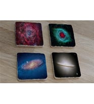 Galaksi Manzaraları Doğal Taş Bardak Altlığı 4'lü set - Natural Stone Coasters