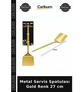 Özel Üretim Pasta Sunum Paslanmaz Çelik Mutfak Gereci Metal Servis Spatulası - Gold Renk - 27 cm