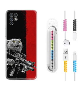 INFINIX Note 11 Pro Note 10 Hot 9 Play Kılıf Kablo Koruma Spiral Silikon Çılgın Kedi 1674