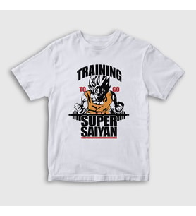 Presmono Unisex Çocuk Beyaz Training Goku Anime Dragon Ball T-Shirt 237267tt