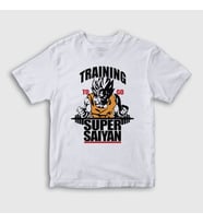 Presmono Unisex Çocuk Beyaz Training Goku Anime Dragon Ball T-Shirt 237267tt