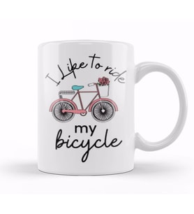 I Love My Husband Couple Bicycle Kupa Bardak Porselen