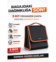 Oto Bagaj Organizer Bagaj Çantası S Boy Kaymaz Cırt Bantlı Velur Kompakt Düzenleyici - Siyah Kahverengi