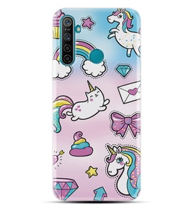 Realme 5i 5 Pro 6i 7 Pro 8 Kılıf Desemli Silikon Unicorn Mektup 1800