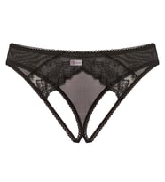 Büyük Beden Fantezi Giyim Arkası Açık Dantelli  Fantazi G String İç Çamaşır (Siyah)