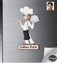 Kişiye Özel Ahcı Erkek Ahşap Magnet -4