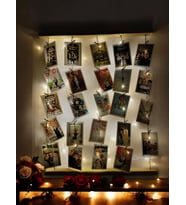(Fotoğrafsız) Mandallı Jüt İpli 3 Mt Led Işıklı Masif Ahşap Fotoğraf Çerçeve