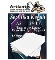 A3 Sertifika Kağıdı Kalın 25 Adet Gramajlı Fotokopi Kağıdı 160 gr Tüm Yazıcılara Uyumlu 29.7x42 cm Kalın Baskı Kağıdı (Beyaz)