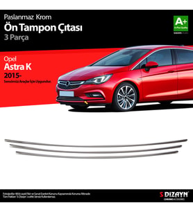 Opel Astra K HB Krom Ön Tampon Alt Çıtası 3 Prç 2015-2022 (Sensörsüz)