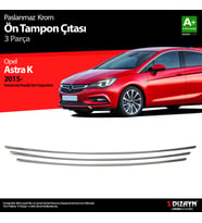 Opel Astra K HB Krom Ön Tampon Alt Çıtası 3 Prç 2015-2022 (Sensörsüz)