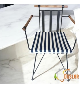 40x40 Lacivert Beyaz Çizgili Alt Sandalye Minderi 4 cm