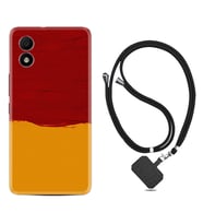 TCL 303 Kılıf Silikon Boyun Askılı İpli Desenli Silikon Sarı Kırmızı Boya 1708