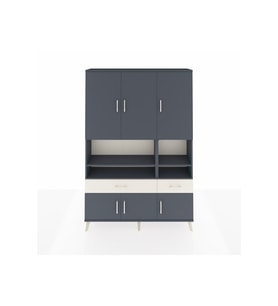 Arges Dolap 8 Raflı 2 Çekmeceli 6 Kapaklı 132x30x195 Antrasit-Antrasit/Aytaşı