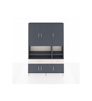 Arges Dolap 8 Raflı 2 Çekmeceli 6 Kapaklı 132x30x195 Antrasit-Antrasit/Aytaşı