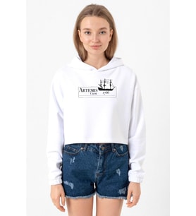 Outlander Artemis Crew Beyaz Optik Kadın Crop Kapşonlu (A.Beyaz)