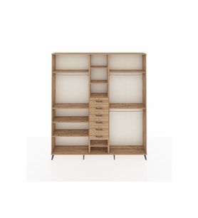 Arges Gardrop 10 Raflı 6 Çekmeceli 3 Askılı 220x30x243 Çam-Çam