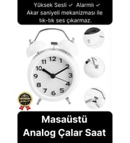 Premium Kalite Dekoratif Pilli Yüksek Sesli Alarmlı Çift Çan Formlu Masaüstü Mini Analog Çalar Saat