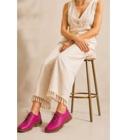 Fuchsia Hakiki Deri Bağcıklı Fuşya Renk Spor Ayakkabı