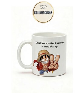One Piece Luffy Baskılı Seramik Hediye Kupa Bardak Kişiye Özel Kişiselleştirilebilir Anime