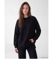 LCW Modest Siyah Soft Touch Kadın Sweatshirt Tunik