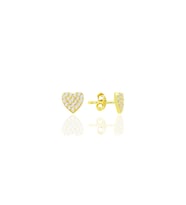 Gümüş altın yaldızlı zirkon taşlı kalp küpe SGTL12709GOLD
