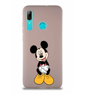 Huawei P Smart 2019 Soft Premier Kapak Mickey Mouse-A Tasarımlı Silikon Kılıf - Pudra (Şeffaf)