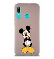Huawei P Smart 2019 Soft Premier Kapak Mickey Mouse-A Tasarımlı Silikon Kılıf - Pudra (Şeffaf)