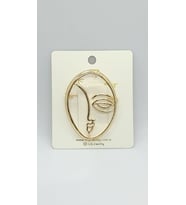 Minimal Yüz Figürlü Gold Broş