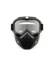 Cross Motosiklet Bisiklet Gözlüğü Açık Kask Maskesi Süngerli Bant Lastikli Jet Maske Şeffaf Camlı (Siyah)