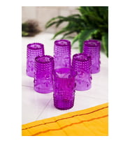 Akrilik Mor 6lı Kısa Bardak & Su Meşrubat Kahve Yanı Bardağı 400 ml ( Cam Değildir )