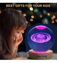 Büyük Boy Işıklı Ahşap Kaideli Satürn Cam Küre 8cm
