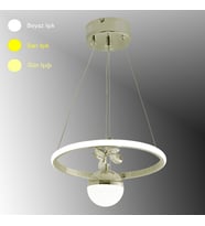 TT037-YUV-FSR TT Aydınlatma Halka Model Fransız Sarı Kaplama Tek Toplu Led Avize