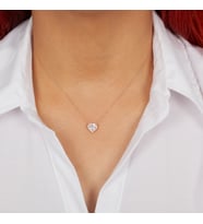 925 Ayar Gümüş Beyaz Taşlı Kalp Kolye (Rose)
