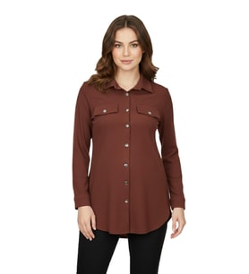 Kadın Düğmeli Cep Modelli Tunik BGL-ST05191 (Taba)