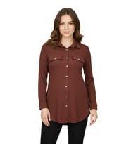 Kadın Düğmeli Cep Modelli Tunik BGL-ST05191 (Taba)