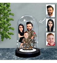 KİŞİYE ÖZEL ASKER AİLE TASARIMLI IŞIKLI KARİKATÜR FANUS BİBLO FN72