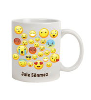 İsme Özel Emojili Kupa Bardak (Beyaz)
