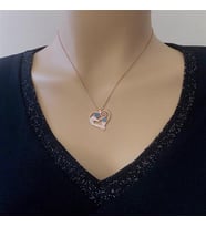Rose Kaplama Turkuaz Taşlı Anne Kalbi Gümüş Kolye (Karışık)