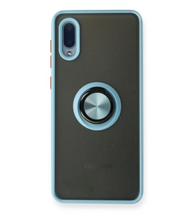 Newface Samsung Galaxy A02 Kılıf Montreal Yüzüklü Silikon Kapak - Buz Mavi